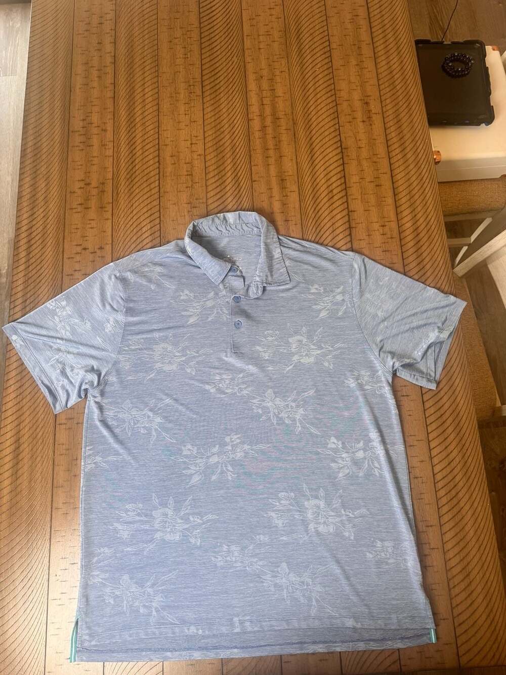 Tori Richard Tradewind Technology Floral Blue Polo Shirt